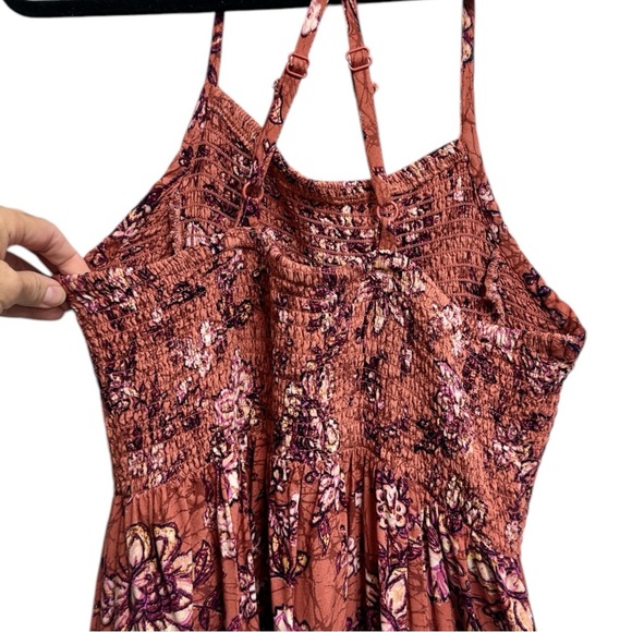 Maurices Terracotta Cami Strap Smocked Floral Hanky Ruffled Hem Tiered Sundress - Picture 6 of 11